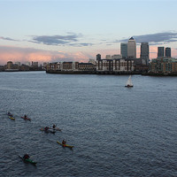 Buy canvas prints of Boats at Canary Wharf by Coralie Young