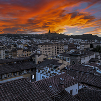 Buy canvas prints of Fire Over Firenze (Florence) by mhfore Photography