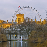 Buy canvas prints of Westminster St. James Park & London Eye by mhfore Photography