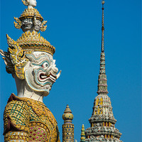 Buy canvas prints of Guardian Statue Grand Palace Bangkok by Mark Llewellyn