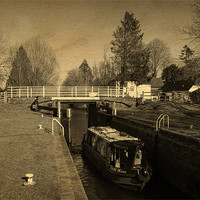 Buy canvas prints of Kintbury Lock Narrowboat, Kintbury, Berkshire, Eng by Mark Llewellyn