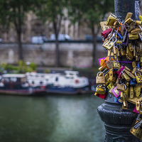 Buy canvas prints of Lovers Locks, Pont des Arts, Paris, France by Mark Llewellyn