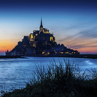 Buy canvas prints of Mont St Michel Sunset, France by Mark Llewellyn