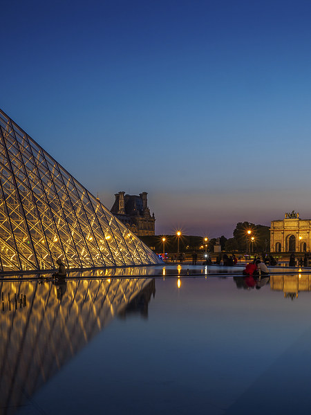 Louvre Pyramid Sunset Picture Board by Mark Llewellyn