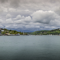 Buy canvas prints of River Dart Panorama, Dartmouth, England, UK by Mark Llewellyn