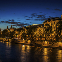 Buy canvas prints of River Seine Sunset, Paris, France by Mark Llewellyn