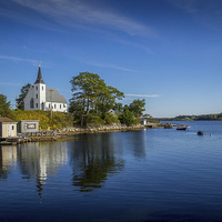 Buy canvas prints of Indian Point Church, Mahone Bay, Nova Scotia, Cana by Mark Llewellyn