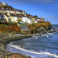 Buy canvas prints of Sea Front Cottages, New Quay, Ceredigion, Wales, U by Mark Llewellyn