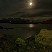 Buy canvas prints of Svolvaer Bay by Night, Norway by Mark Llewellyn
