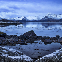 Buy canvas prints of Arctic Reflections, Lofoten, Norway by Mark Llewellyn