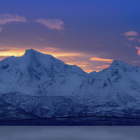 Buy canvas prints of Arctic Sundown, Lofoten, Norway by Mark Llewellyn