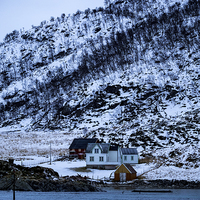 Buy canvas prints of Norwegian Homes, Tromso, Norway by Mark Llewellyn