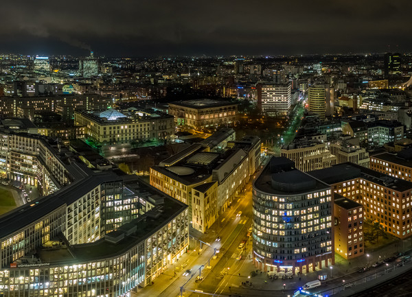 Berlin Night Skyline, Germany Picture Board by Mark Llewellyn