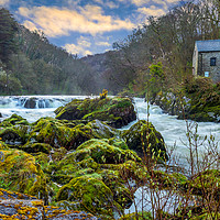 Buy canvas prints of Cenarth Mill and Falls, Ceredigion, Wales, UK by Mark Llewellyn