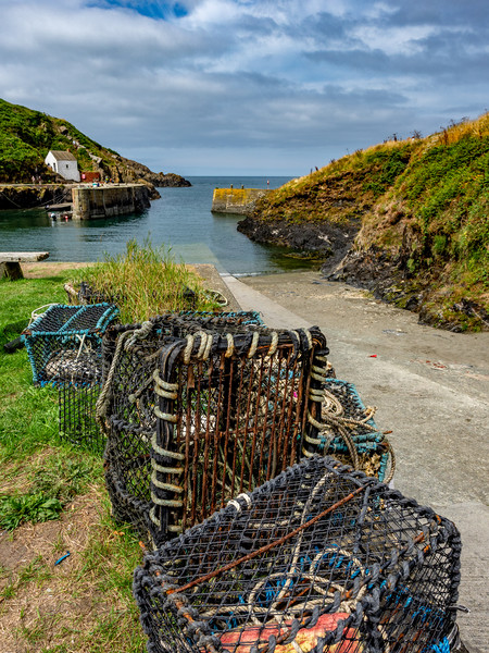 Porthgain Harbour Lobster Pots, Pembrokeshire, Wal Picture Board by Mark Llewellyn