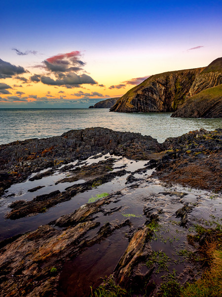 Ceibwr Bay Sunset, Pembrokeshire, Wales, UK Picture Board by Mark Llewellyn