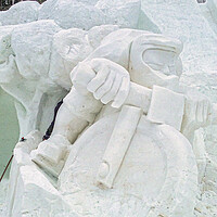 Buy canvas prints of Snow Sculpture, Planai, Austria by Mark Llewellyn