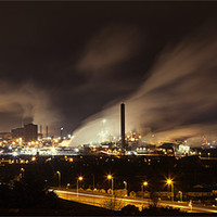 Buy canvas prints of Port Talbot Night Skyline by Simon West