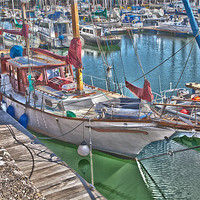 Buy canvas prints of Large Sail Boat in Harbour by Simon West