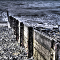 Buy canvas prints of Amroth Beach Groins by Simon West