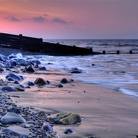 Buy canvas prints of Amroth Beach and Groins by Simon West