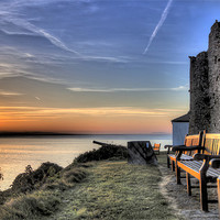Buy canvas prints of Sunrise from Castle Hill Tenby by Simon West