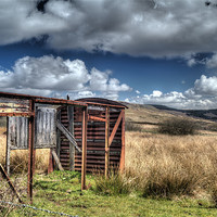 Buy canvas prints of Welsh Mountains and Steel Shed by Simon West
