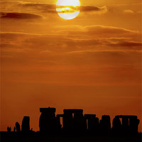 Buy canvas prints of Stonehenge Sunset Solstice by Simon West