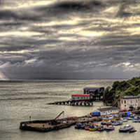 Buy canvas prints of Tenby Harbour Panoramic by Simon West