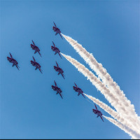 Buy canvas prints of Red Arrows Roll by Simon West