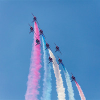 Buy canvas prints of Red Arrows Coloured Roll by Simon West