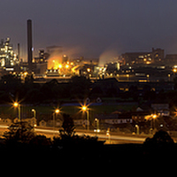 Buy canvas prints of Port Talbot Twilight Panoramic Skyline by Simon West