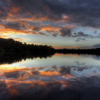 Buy canvas prints of Lake walk sunset by Simon West