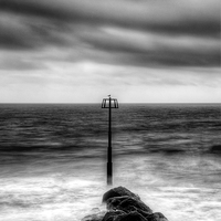 Buy canvas prints of Amroth Beach Black and White by Simon West