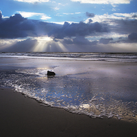 Buy canvas prints of Amroth beach sunrise by Simon West