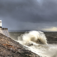 Buy canvas prints of Porthcawl Point Storm by Simon West