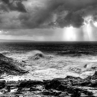 Buy canvas prints of Porthcawl Point Stormy Day by Simon West