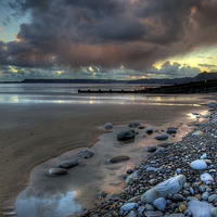 Buy canvas prints of Amroth beach sunset by Simon West