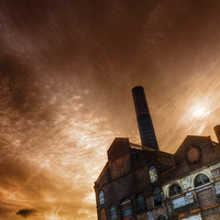 Buy canvas prints of Lots Road Power Station at Sunset by Simon West