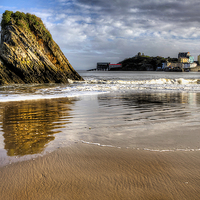 Buy canvas prints of Tenby Harbour and Goscar Rock by Simon West