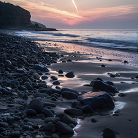 Buy canvas prints of Amroth Beach Sunrise by Simon West