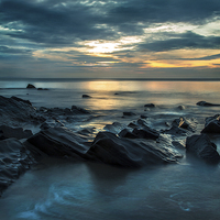 Buy canvas prints of Saundersfoot at Dawn by Simon West