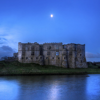 Buy canvas prints of Carew Castle and Moon by Simon West