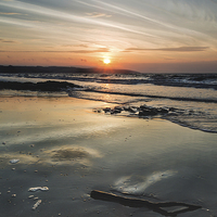 Buy canvas prints of Saundersfoot Beach Sunrise by Simon West