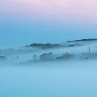 Buy canvas prints of  Misty Morning at Lancing College Chapel by Simon West