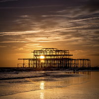 Buy canvas prints of  Brighton West Pier Sunset by Simon West