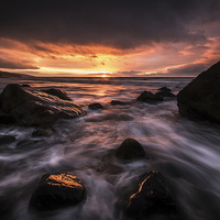Buy canvas prints of  Amroth Beach October Sunrise by Simon West