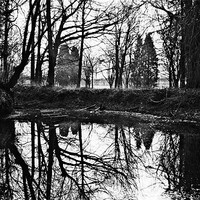 Buy canvas prints of Reflections on pond by Adam Clarkson