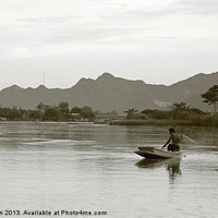 Buy canvas prints of Fishing the Mekong by Barry Newman
