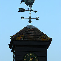 Buy canvas prints of Weather Vane and Clock in Herts by Sandra Beale
